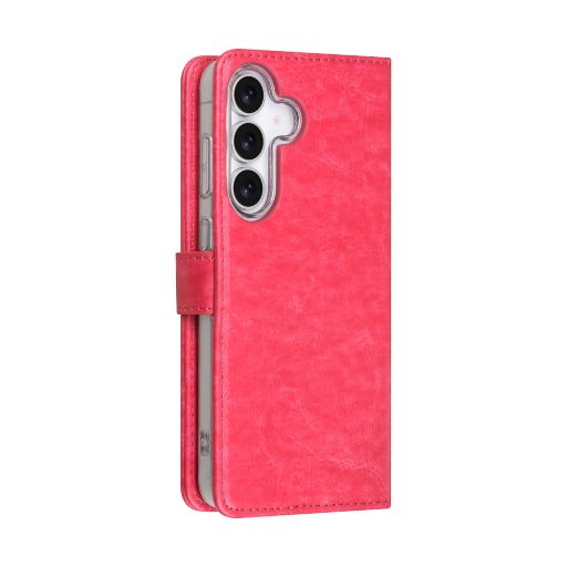 TUNIQ Galaxy S25 FE Book Case hoesje - Pasjeshouder voor 3 pasjes - Magneetsluiting - Hanger - Felroze