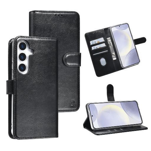 TUNIQ Galaxy S25 Book Case hoesje Pasjeshouder voor 3 pasjes - Hanger - Zwart