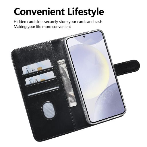 TUNIQ Galaxy S25 Plus Book Case hoesje Pasjeshouder voor 3 pasjes - Hanger - Zwart