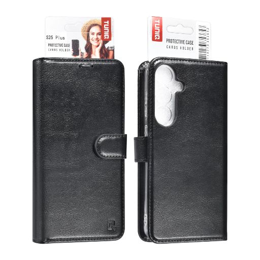 TUNIQ Galaxy S25 Plus Book Case hoesje Pasjeshouder voor 3 pasjes - Hanger - Zwart