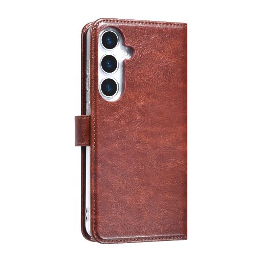 TUNIQ Galaxy S25 Plus Book Case hoesje - Pasjeshouder voor 3 pasjes - Magneetsluiting - Hanger - Bruin