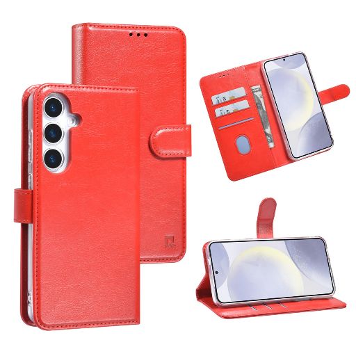 TUNIQ Galaxy S25 Plus Book Case hoesje - Pasjeshouder voor 3 pasjes - Magneetsluiting - Hanger - Rood