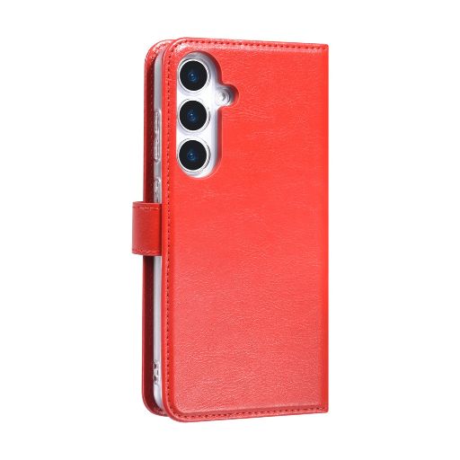 TUNIQ Galaxy S25 Plus Book Case hoesje - Pasjeshouder voor 3 pasjes - Magneetsluiting - Hanger - Rood
