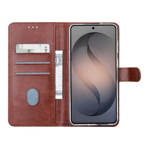 TUNIQ Galaxy S26 Plus Book Case hoesje - Pasjeshouder voor 3 pasjes - Magneetsluiting - Hanger - Bruin