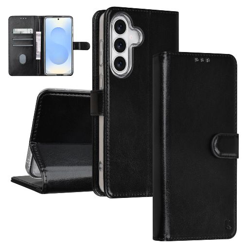 TUNIQ Galaxy S26 Book Case hoesje - Pasjeshouder voor 3 pasjes - Magneetsluiting - Hanger - Zwart