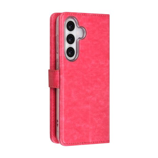 TUNIQ Galaxy S26 Book Case hoesje - Pasjeshouder voor 3 pasjes - Magneetsluiting - Hanger - Felroze