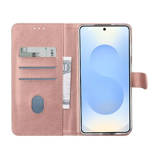 TUNIQ Galaxy S26 Book Case hoesje - Pasjeshouder voor 3 pasjes - Magneetsluiting - Hanger - Rose Gold