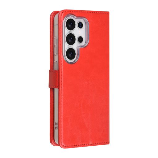 TUNIQ Galaxy S26 Ultra Book Case hoesje - Pasjeshouder voor 3 pasjes - Magneetsluiting - Hanger - Rood