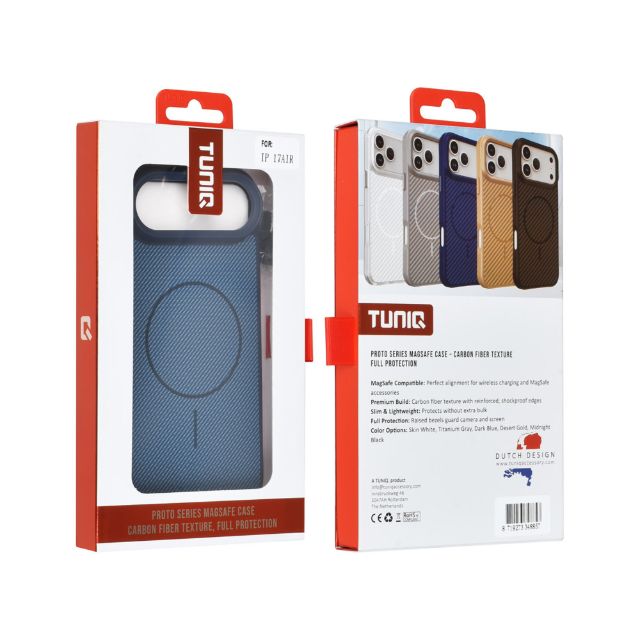 iPhone 17 Air Backcover hoesje - Magsafe - Carbon Fiber - Shockproof - Blauw