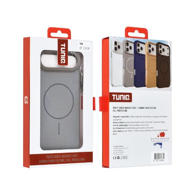 iPhone 17 Air Backcover hoesje - Magsafe - Carbon Fiber - Shockproof - Grijs